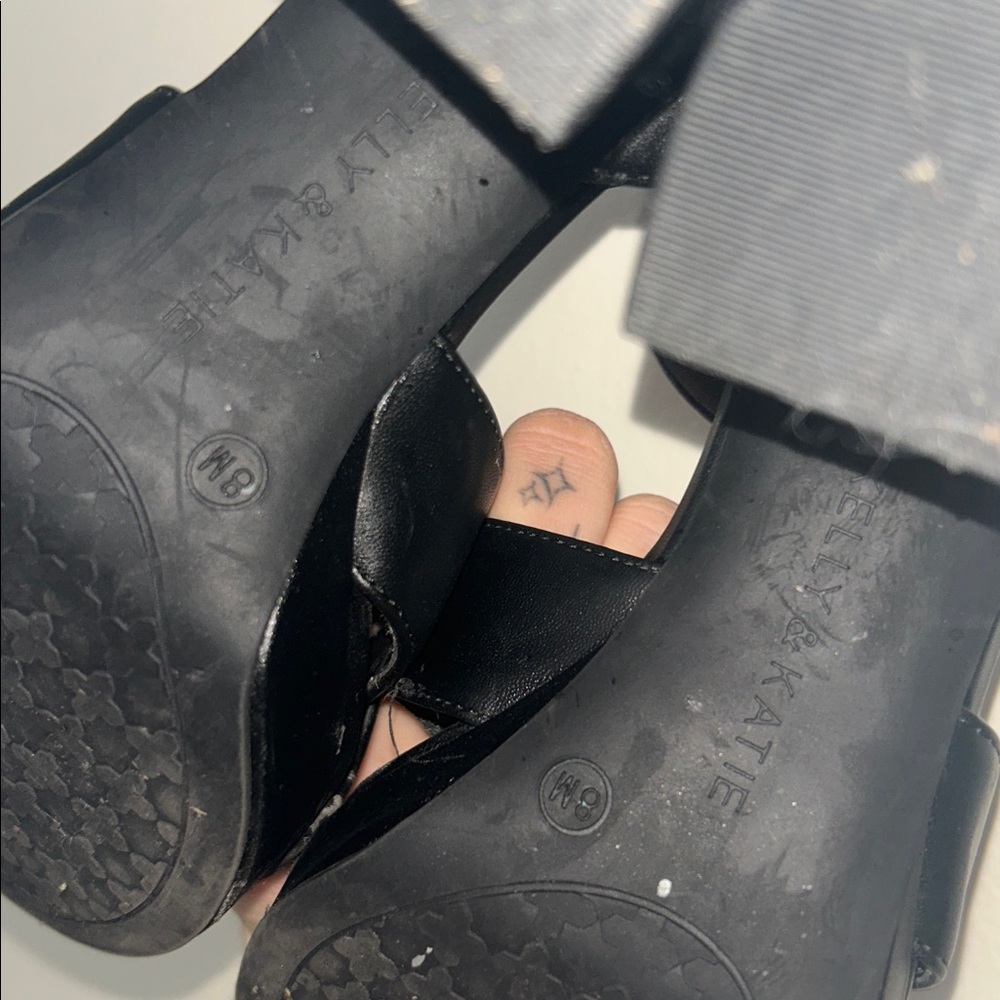 Kelly & Katie Black Crisscross Ankle Strap Block Heels - Picture 8 of 16